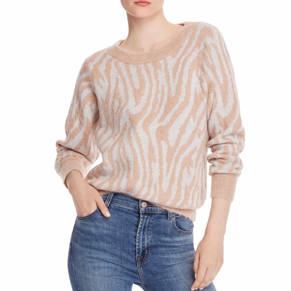 Rebecca Taylor Animal Print Long Sleeve Sweater